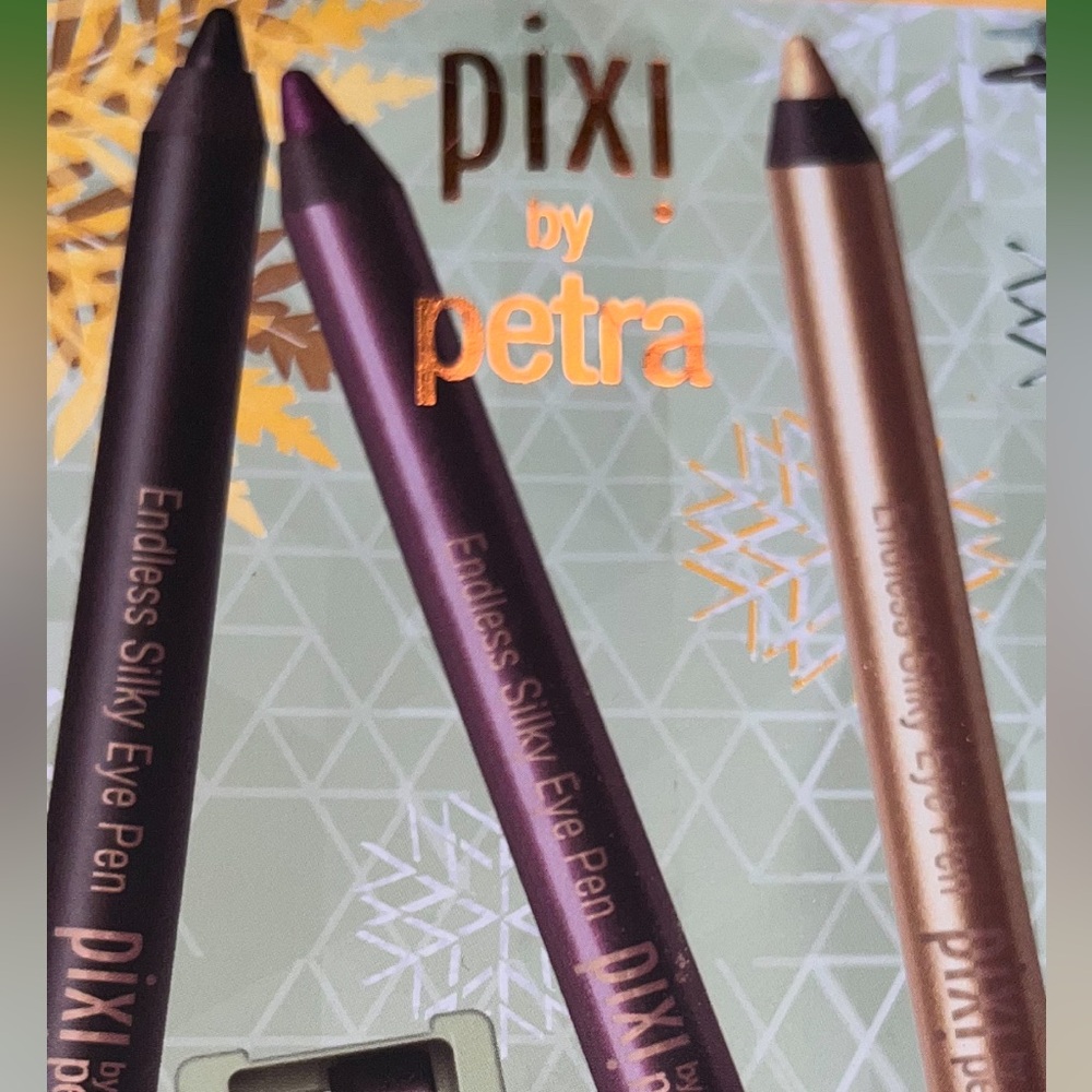 Pixi By Petra Endless Silky Eye Pencil Kit & Sharpener NEW black purple gold set